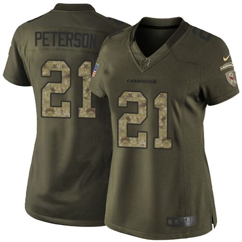  Cardinals #21 Patrick Peterson Green Women's Stitched NFL Limited Salute to Service Jersey