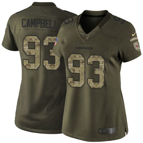  Cardinals #93 Calais Campbell Green Women's Stitched NFL Limited Salute to Service Jersey