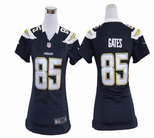  Chargers #85 Antonio Gates Navy Blue Team Color Women's Stitched NFL Elite Jersey