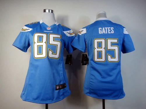  Chargers #85 Antonio Gates Electric Blue Alternate Women's Stitched NFL Elite Jersey