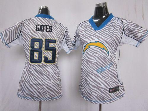  Chargers #85 Antonio Gates Zebra Women's Stitched NFL Elite Jersey