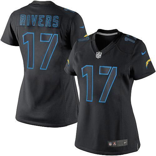  Chargers #17 Philip Rivers Black Impact Women's Stitched NFL Limited Jersey