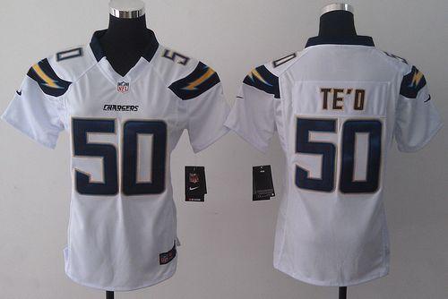  Chargers #50 Manti Te'o White Women's Stitched NFL Elite Jersey