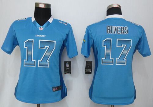  Chargers #17 Philip Rivers Electric Blue Alternate Women's Stitched NFL Elite Strobe Jersey