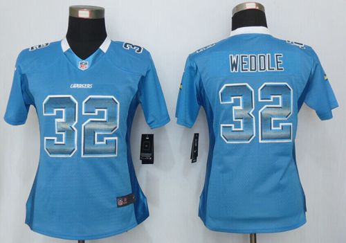  Chargers #32 Eric Weddle Electric Blue Alternate Women's Stitched NFL Elite Strobe Jersey