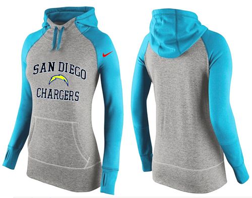 Women's  San Diego Chargers Performance Hoodie Grey & Light Blue