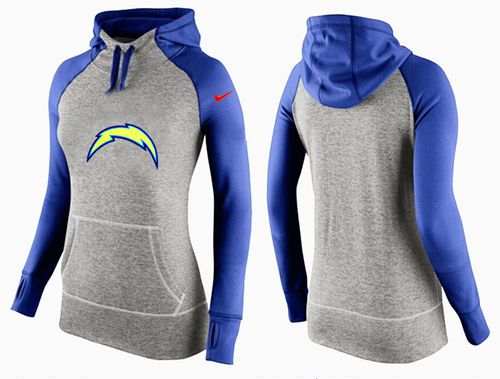 Women's  San Diego Chargers Performance Hoodie Grey & Blue_2