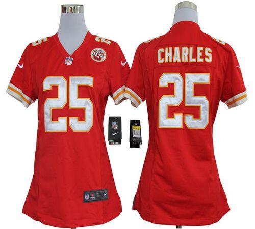  Chiefs #25 Jamaal Charles Red Team Color Women's Stitched NFL Elite Jersey