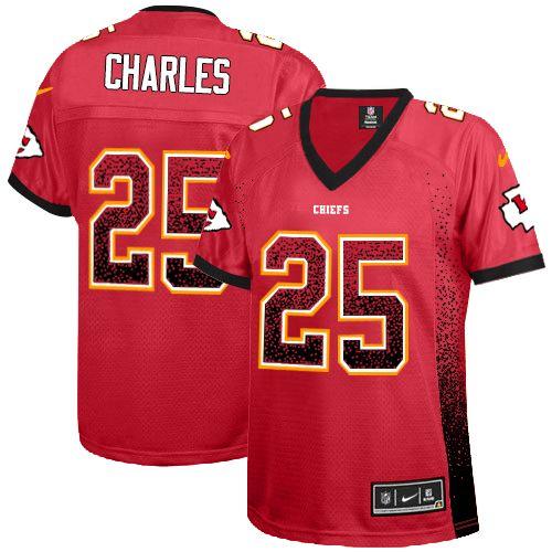  Chiefs #25 Jamaal Charles Red Team Color Women's Stitched NFL Elite Drift Fashion Jersey