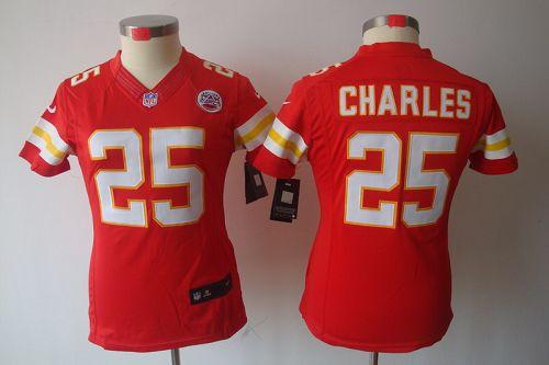  Chiefs #25 Jamaal Charles Red Team Color Women's Stitched NFL Limited Jersey