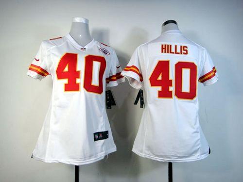  Chiefs #40 Peyton Hillis White Women's Stitched NFL Elite Jersey