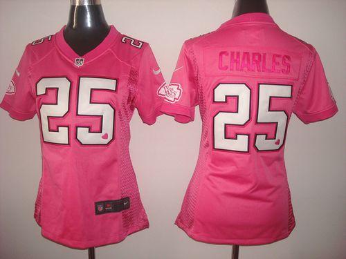  Chiefs #25 Jamaal Charles Pink New Women's Be Luv'd Stitched NFL Elite Jersey