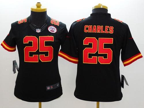  Chiefs #25 Jamaal Charles Black Alternate Women's Stitched NFL Limited Jersey