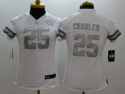  Chiefs #25 Jamaal Charles White Women's Stitched NFL Limited Platinum Jersey