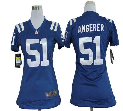  Colts #51 Pat Angerer Royal Blue Team Color Women's Stitched NFL Elite Jersey