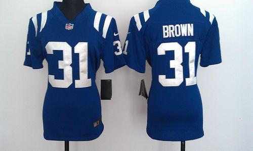  Colts #31 Donald Brown Royal Blue Team Color Women's Stitched NFL Elite Jersey