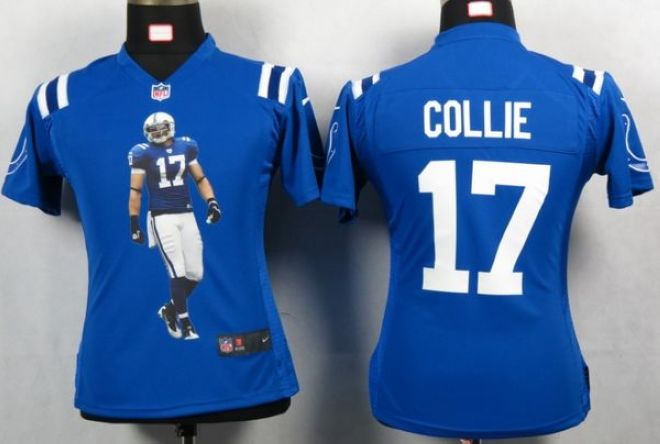  Colts #17 Austin Collie Royal Blue Team Color Women's Portrait Fashion NFL Game Jersey