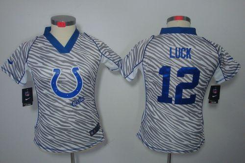  Colts #12 Andrew Luck Zebra Women's Stitched NFL Elite Jersey