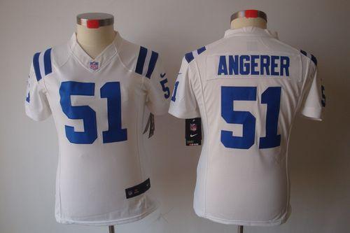  Colts #51 Pat Angerer White Women's Stitched NFL Limited Jersey