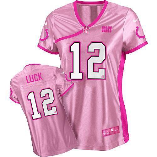  Colts #12 Andrew Luck Pink Women's Be Luv'd Stitched NFL Elite Jersey