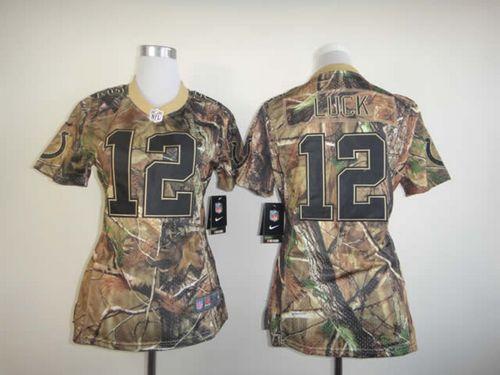  Colts #12 Andrew Luck Camo Women's Stitched NFL Realtree Elite Jersey
