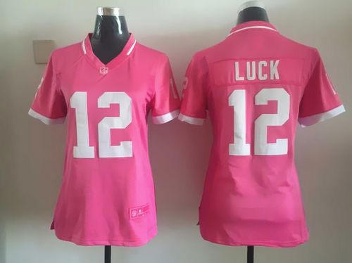  Colts #12 Andrew Luck Pink Women's Stitched NFL Elite Bubble Gum Jersey