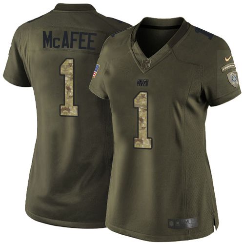  Colts #1 Pat McAfee Green Women's Stitched NFL Limited Salute to Service Jersey