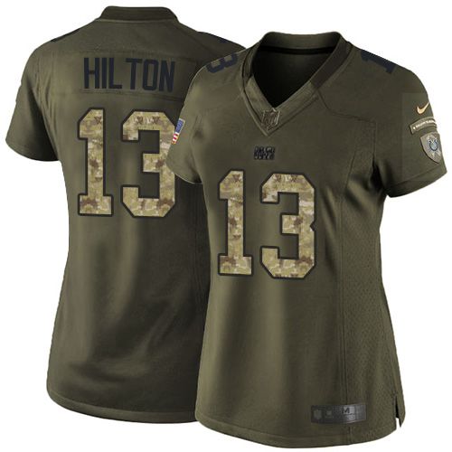  Colts #13 T.Y. Hilton Green Women's Stitched NFL Limited Salute to Service Jersey