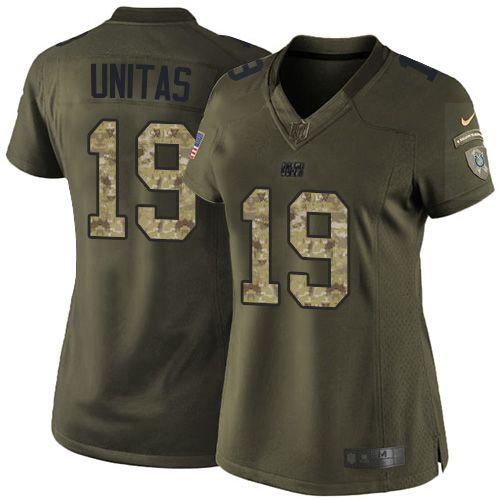 Colts #19 Johnny Unitas Green Women's Stitched NFL Limited Salute to Service Jersey