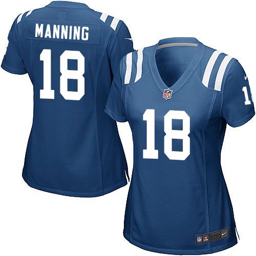  Colts #18 Peyton Manning Royal Blue Team Color Women's Stitched NFL Elite Jersey