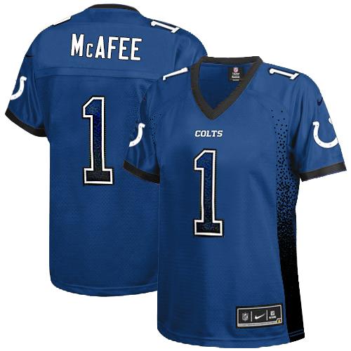  Colts #1 Pat McAfee Royal Blue Team Color Women's Stitched NFL Elite Drift Fashion Jersey