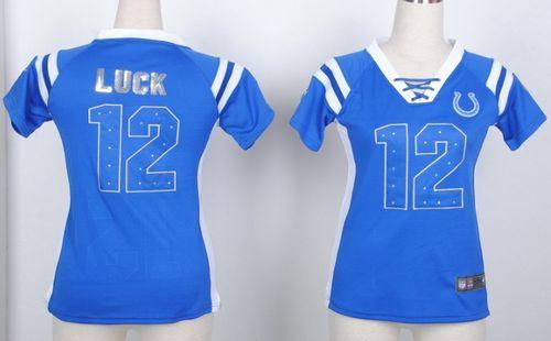  Colts #12 Andrew Luck Royal Blue Women's Stitched NFL Elite Light Diamond Jersey
