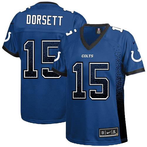 Colts #15 Phillip Dorsett Royal Blue Team Color Women's Stitched NFL Elite Drift Fashion Jersey