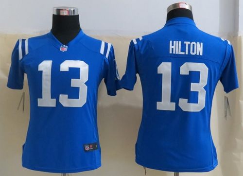  Colts #13 T.Y. Hilton Royal Blue Team Color Women's Stitched NFL Elite Jersey