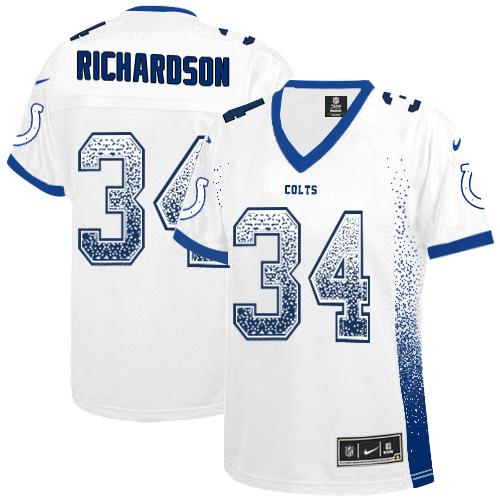 Colts #34 Trent Richardson White Women's Stitched NFL Elite Drift Fashion Jersey