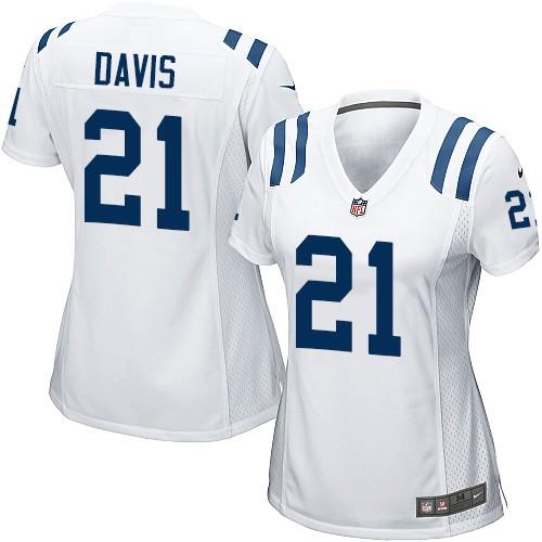  Colts #21 Vontae Davis White Women's Stitched NFL Elite Jersey