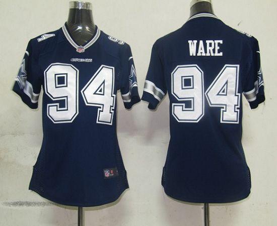  Cowboys #94 DeMarcus Ware Navy Blue Team Color Women's Stitched NFL Elite Jersey