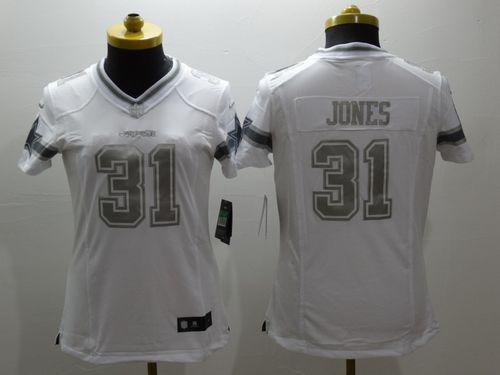  Cowboys #31 Byron Jones White Women's Stitched NFL Limited Platinum Jersey
