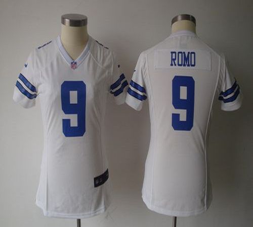  Cowboys #9 Tony Romo White Women's NFL Game Jersey