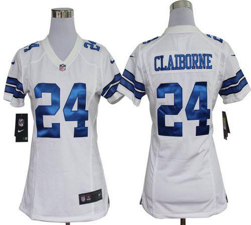  Cowboys #24 Morris Claiborne White Women's Stitched NFL Elite Jersey