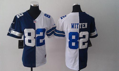  Cowboys #82 Jason Witten Navy Blue/White Women's Stitched NFL Elite Split Jersey