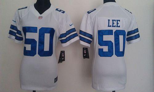  Cowboys #50 Sean Lee White Women's Stitched NFL Elite Jersey