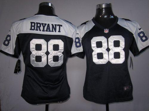  Cowboys #88 Dez Bryant Navy Blue Thanksgiving Women's Throwback Stitched NFL Elite Jersey