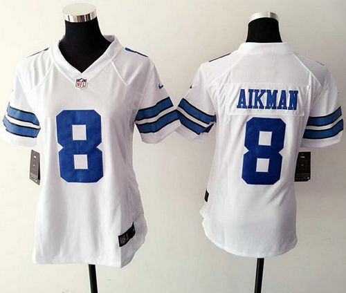  Cowboys #8 Troy Aikman Ware White Women's Stitched NFL Elite Jersey