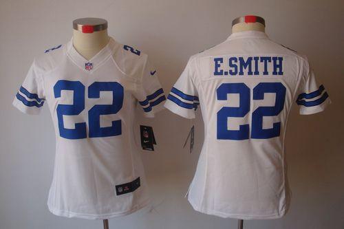  Cowboys #22 Emmitt Smith White Women's Stitched NFL Limited Jersey