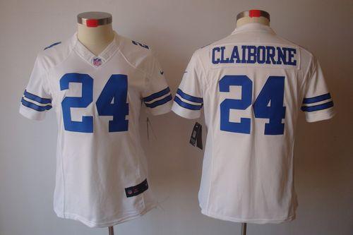  Cowboys #24 Morris Claiborne White Women's Stitched NFL Limited Jersey