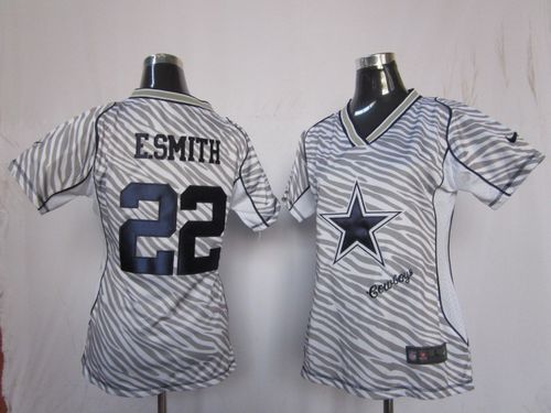  Cowboys #22 Emmitt Smith Zebra Women's Stitched NFL Elite Jersey