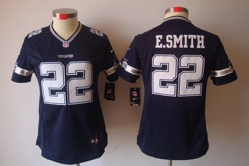  Cowboys #22 Emmitt Smith Navy Blue Team Color Women's Stitched NFL Limited Jersey