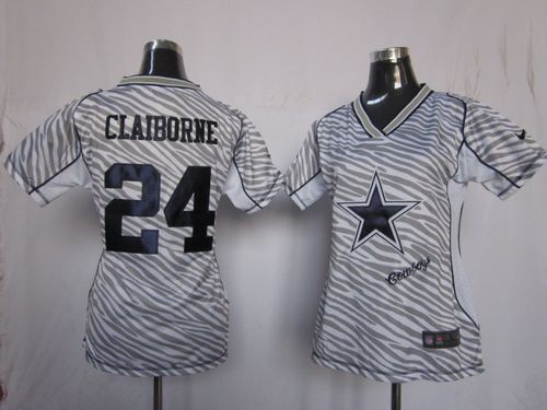  Cowboys #24 Morris Claiborne Zebra Women's Stitched NFL Elite Jersey
