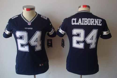  Cowboys #24 Morris Claiborne Navy Blue Team Color Women's Stitched NFL Limited Jersey
